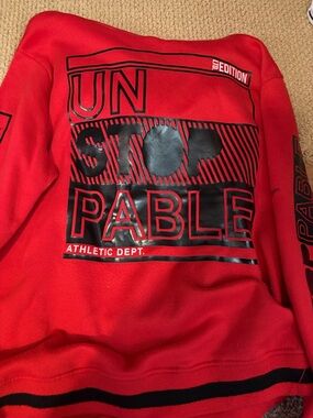 Red 'UNSTOPPABLE' Graphic Sweatshirt with Glossy Black Print